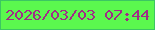 文字の大きさ：2、枠の色：3cc662、背景の色：5bf84e、文字の色：a12b87 無料ブログパーツのブログ時計