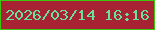 文字の大きさ：1、枠の色：3cc70f、背景の色：a72333、文字の色：6ae19b 無料ブログパーツのブログ時計
