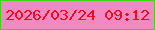 文字の大きさ：1、枠の色：3cd711、背景の色：f28ac2、文字の色：f40922 無料ブログパーツのブログ時計