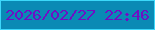 文字の大きさ：4、枠の色：3cd8fa、背景の色：0a8ab5、文字の色：6f0fc4 無料ブログパーツのブログ時計