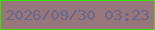 文字の大きさ：5、枠の色：3cde07、背景の色：97777c、文字の色：67668f 無料ブログパーツのブログ時計