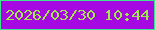 文字の大きさ：2、枠の色：3ce48b、背景の色：a608e2、文字の色：9eea4a 無料ブログパーツのブログ時計