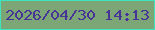 文字の大きさ：1、枠の色：3ce4c0、背景の色：7da677、文字の色：483497 無料ブログパーツのブログ時計