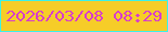 文字の大きさ：2、枠の色：3cf1e8、背景の色：f6cd28、文字の色：d83dcb 無料ブログパーツのブログ時計