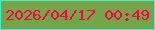 文字の大きさ：5、枠の色：3cf3ce、背景の色：76a549、文字の色：fc0047 無料ブログパーツのブログ時計