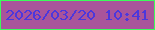 文字の大きさ：2、枠の色：3cfb5b、背景の色：a9549b、文字の色：4c37dc 無料ブログパーツのブログ時計