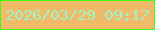 文字の大きさ：2、枠の色：3cfd10、背景の色：f1ba68、文字の色：9af7c9 無料ブログパーツのブログ時計