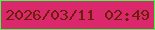 文字の大きさ：3、枠の色：3cff4d、背景の色：db286c、文字の色：692203 無料ブログパーツのブログ時計