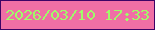 文字の大きさ：4、枠の色：3d0366、背景の色：f06fa5、文字の色：9ffb69 無料ブログパーツのブログ時計