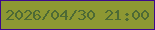 文字の大きさ：4、枠の色：3d088d、背景の色：8d9833、文字の色：4d6a35 無料ブログパーツのブログ時計