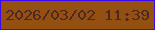 文字の大きさ：5、枠の色：3d0aee、背景の色：945011、文字の色：4f2724 無料ブログパーツのブログ時計