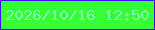 文字の大きさ：2、枠の色：3d0bf6、背景の色：36fe33、文字の色：83f7b4 無料ブログパーツのブログ時計