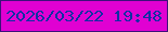 文字の大きさ：2、枠の色：3d117a、背景の色：e001d2、文字の色：0f30a3 無料ブログパーツのブログ時計