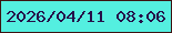 文字の大きさ：5、枠の色：3d1312、背景の色：54efe0、文字の色：260f49 無料ブログパーツのブログ時計