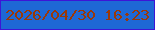 文字の大きさ：4、枠の色：3d15d6、背景の色：1e68d5、文字の色：9b3807 無料ブログパーツのブログ時計