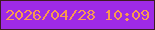 文字の大きさ：5、枠の色：3d1b22、背景の色：9e2ae6、文字の色：f99a50 無料ブログパーツのブログ時計