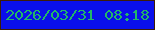 文字の大きさ：5、枠の色：3d1c07、背景の色：0a0feb、文字の色：22b668 無料ブログパーツのブログ時計
