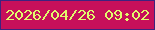 文字の大きさ：3、枠の色：3d227e、背景の色：c6105a、文字の色：e1fa6d 無料ブログパーツのブログ時計