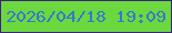 文字の大きさ：5、枠の色：3d237b、背景の色：6bd93e、文字の色：3a75d1 無料ブログパーツのブログ時計