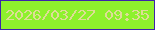 文字の大きさ：5、枠の色：3d24aa、背景の色：8ef12c、文字の色：dedd96 無料ブログパーツのブログ時計