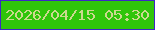 文字の大きさ：5、枠の色：3d27c5、背景の色：2fc50a、文字の色：cbd98e 無料ブログパーツのブログ時計
