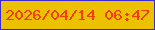 文字の大きさ：3、枠の色：3d29d0、背景の色：ecc100、文字の色：f03e0a 無料ブログパーツのブログ時計