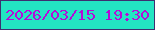 文字の大きさ：5、枠の色：3d3070、背景の色：23e5c2、文字の色：b60ad8 無料ブログパーツのブログ時計