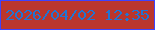 文字の大きさ：2、枠の色：3d43fd、背景の色：ba362d、文字の色：2075d4 無料ブログパーツのブログ時計