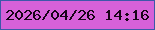 文字の大きさ：3、枠の色：3d58a9、背景の色：d661d9、文字の色：180419 無料ブログパーツのブログ時計