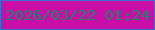 文字の大きさ：1、枠の色：3d6ecf、背景の色：c80ea6、文字の色：1b8167 無料ブログパーツのブログ時計