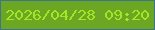 文字の大きさ：5、枠の色：3d7591、背景の色：6ca723、文字の色：a4e526 無料ブログパーツのブログ時計