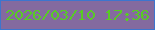 文字の大きさ：4、枠の色：3d75ce、背景の色：846a9f、文字の色：58cb25 無料ブログパーツのブログ時計