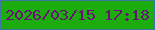 文字の大きさ：2、枠の色：3d77a4、背景の色：1dac0e、文字の色：6a1177 無料ブログパーツのブログ時計