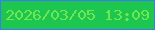 文字の大きさ：5、枠の色：3d7af9、背景の色：1cc64f、文字の色：6ee752 無料ブログパーツのブログ時計