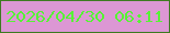 文字の大きさ：4、枠の色：3d7b21、背景の色：dc97d4、文字の色：57f236 無料ブログパーツのブログ時計