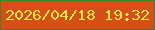 文字の大きさ：1、枠の色：3d822e、背景の色：d54f16、文字の色：eae848 無料ブログパーツのブログ時計