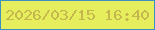 文字の大きさ：2、枠の色：3d90c2、背景の色：e6ee5e、文字の色：c3b74e 無料ブログパーツのブログ時計