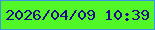 文字の大きさ：4、枠の色：3d96e4、背景の色：51f727、文字の色：1b0c8c 無料ブログパーツのブログ時計