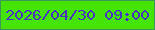 文字の大きさ：5、枠の色：3d9756、背景の色：46e306、文字の色：4636ba 無料ブログパーツのブログ時計