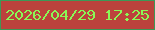 文字の大きさ：2、枠の色：3d9856、背景の色：bc423c、文字の色：8af856 無料ブログパーツのブログ時計