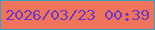 文字の大きさ：3、枠の色：3d9dba、背景の色：ef745b、文字の色：693ac5 無料ブログパーツのブログ時計
