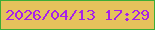 文字の大きさ：5、枠の色：3dad36、背景の色：e5c25c、文字の色：a71fea 無料ブログパーツのブログ時計