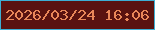 文字の大きさ：4、枠の色：3dafd3、背景の色：591310、文字の色：e88759 無料ブログパーツのブログ時計