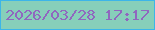 文字の大きさ：4、枠の色：3db5e9、背景の色：87cfba、文字の色：9067bf 無料ブログパーツのブログ時計