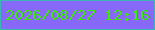 文字の大きさ：2、枠の色：3db6b6、背景の色：8768f8、文字の色：3ee70a 無料ブログパーツのブログ時計