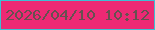文字の大きさ：1、枠の色：3dbfd4、背景の色：ed2974、文字の色：665150 無料ブログパーツのブログ時計