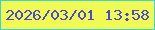 文字の大きさ：3、枠の色：3dd0e1、背景の色：f0fa50、文字の色：4a48d6 無料ブログパーツのブログ時計