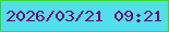 文字の大きさ：1、枠の色：3ddb07、背景の色：4fdfed、文字の色：77016f 無料ブログパーツのブログ時計
