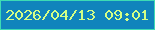 文字の大きさ：2、枠の色：3ddbb4、背景の色：1084bc、文字の色：d4fe86 無料ブログパーツのブログ時計
