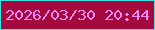 文字の大きさ：5、枠の色：3de3de、背景の色：a50a3e、文字の色：ee8af9 無料ブログパーツのブログ時計